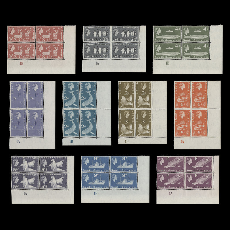 South Georgia 1963 (MLH) Definitives plate blocks