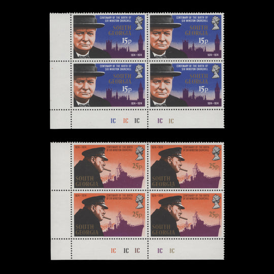 South Georgia 1974 (MNH) Churchill Birth Centenary plate blocks
