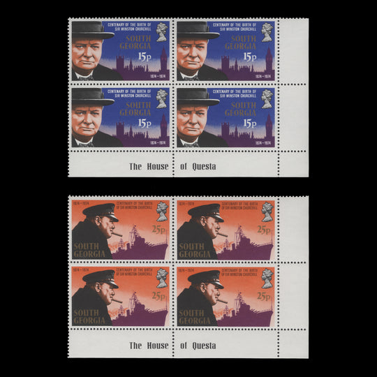 South Georgia 1974 (MNH) Churchill Birth Centenary imprint blocks