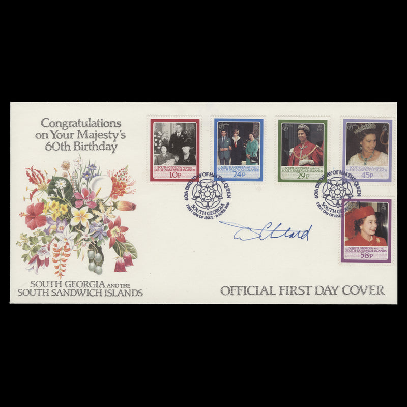 South Georgia 1986 Queen Elizabeth II's Birthday first day cover signed by designer