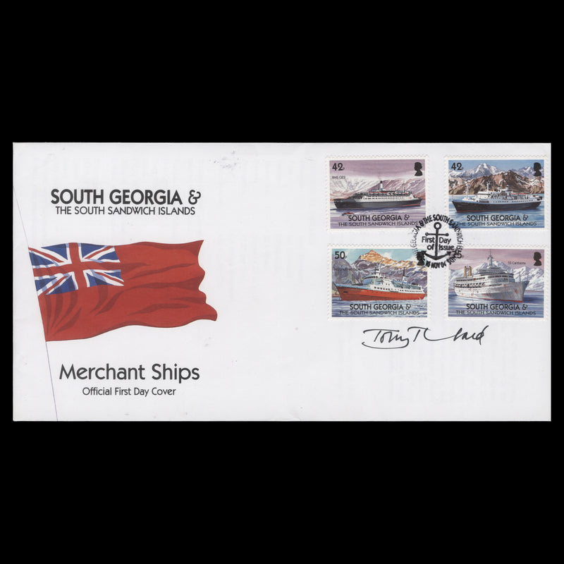 South Georgia 2004 Merchant Ships first day cover signed by designer