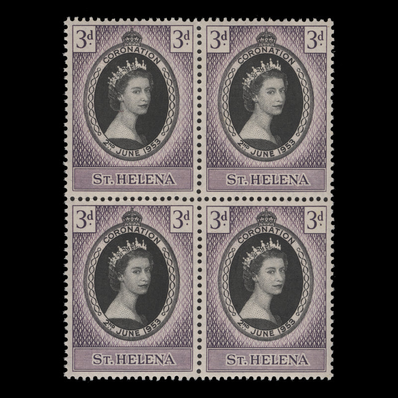 Saint Helena 1953 (MNH) 3d Coronation block