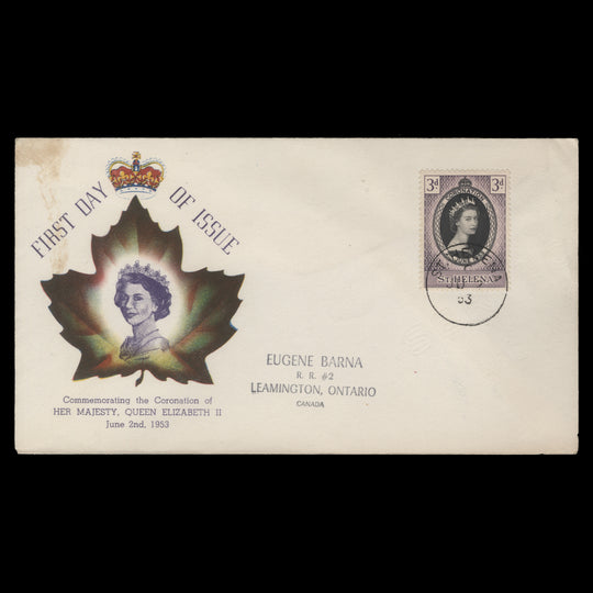 Saint Helena 1953 (FDC) 3d Coronation