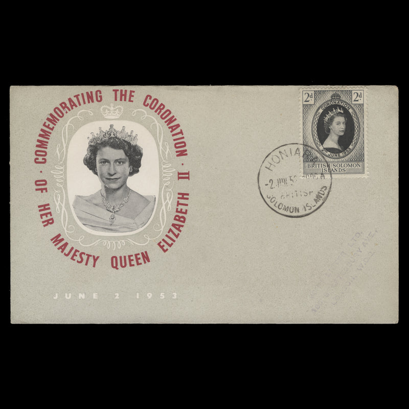 Solomon Islands 1953 (FDC) 2d Coronation, HONIARA