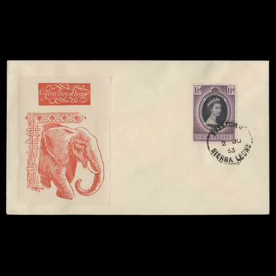Sierra Leone 1953 (FDC) 1½d Coronation, FREETOWN