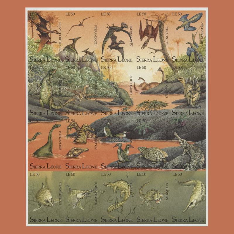 Sierra Leone 1992 Prehistoric Animals imperf proof sheetlet