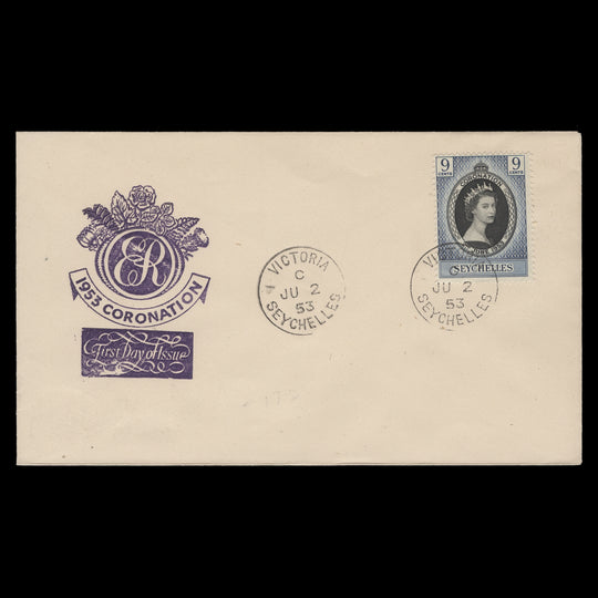 Seychelles 1953 (FDC) 9c Coronation, VICTORIA