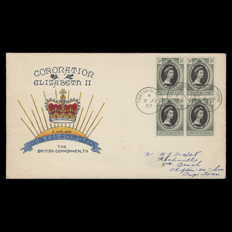 Tristan da Cunha 1953 (FDC) 3d Coronation block