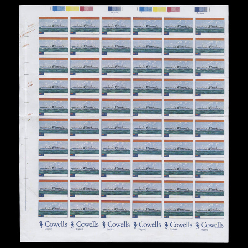 Tristan da Cunha 1978 RFA Reliant imperf proof sheet, Cowells