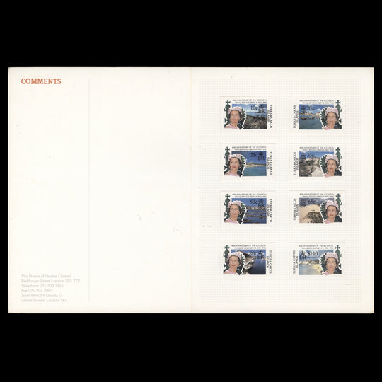 Turks & Caicos Islands 1992 Accession Anniversary imperf proofs