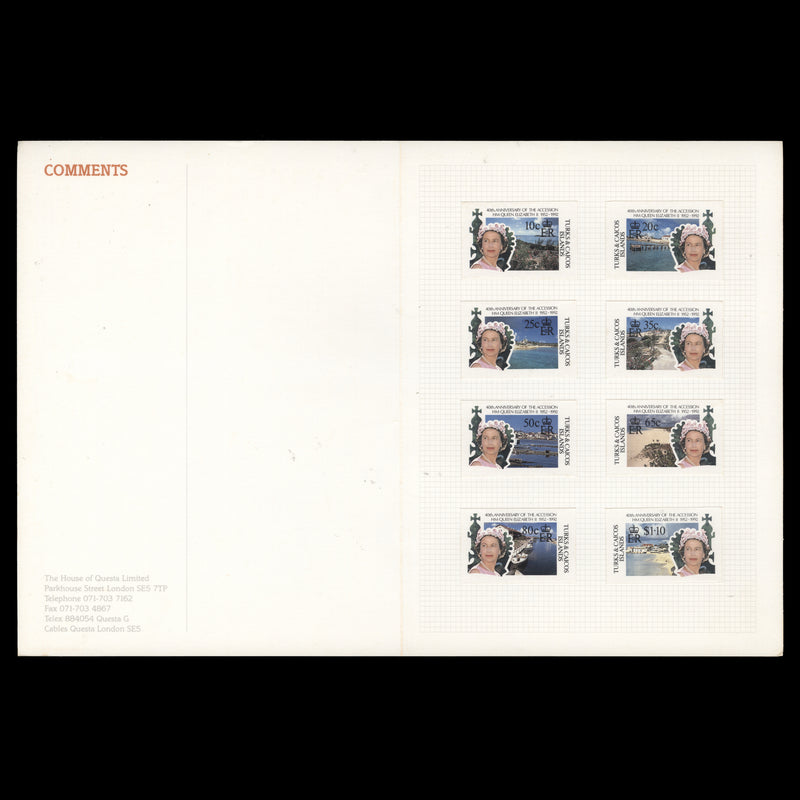 Turks & Caicos Islands 1992 Accession Anniversary imperf proofs