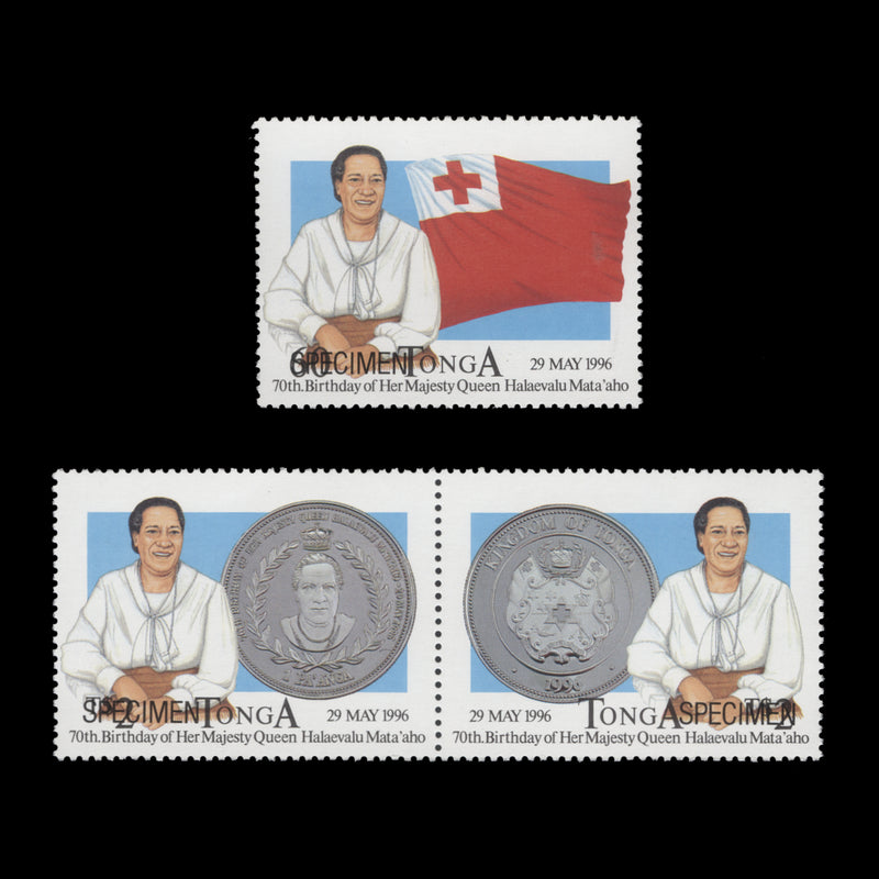 Tonga 1996 Queen Halaevalu Mata'aho's Birthday with SPECIMEN overprint