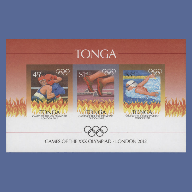 Tonga 2012 Olympic Games, London imperf proof miniature sheet
