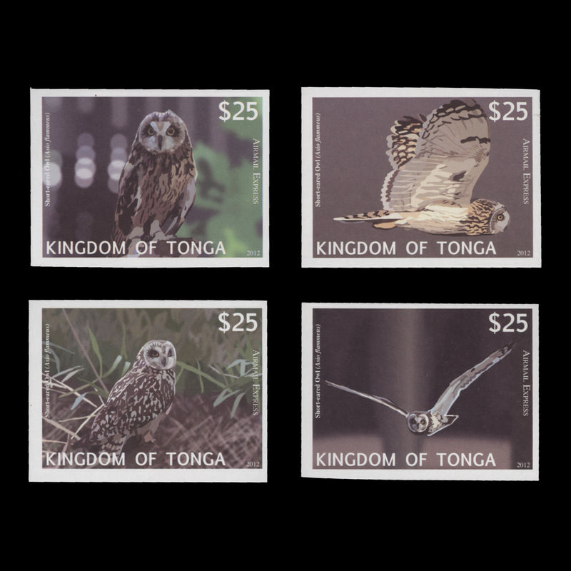 Tonga 2012 Short-Eared Owls imperf proof singles