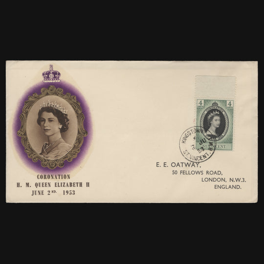 Saint Vincent 1953 (FDC) 4c Coronation, KINGSTOWN
