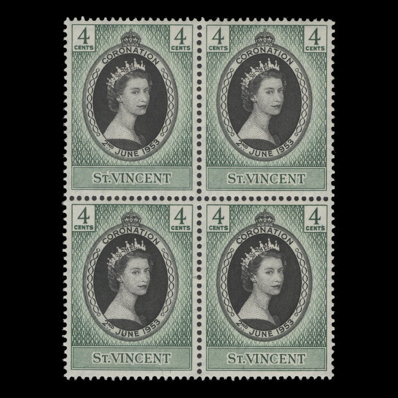 Saint Vincent 1953 (MNH) 4c Coronation block