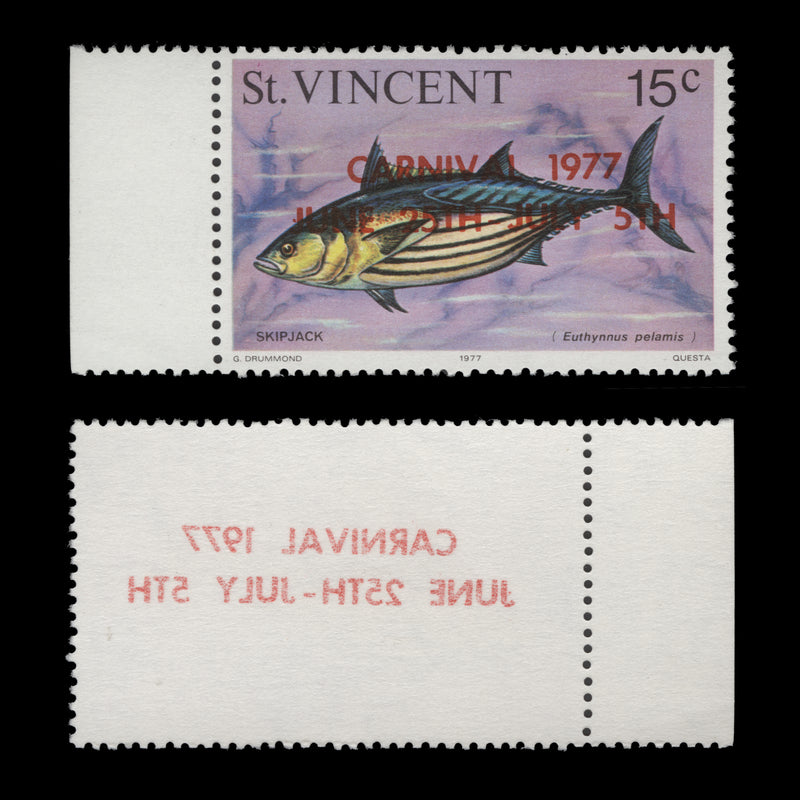 Saint Vincent 1977 (Variety) 15c Carnival with overprint offset