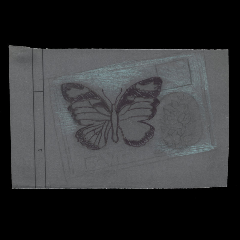 Saint Vincent 1978 Butterflies & Bougainvilleas pencil and crayon sketch