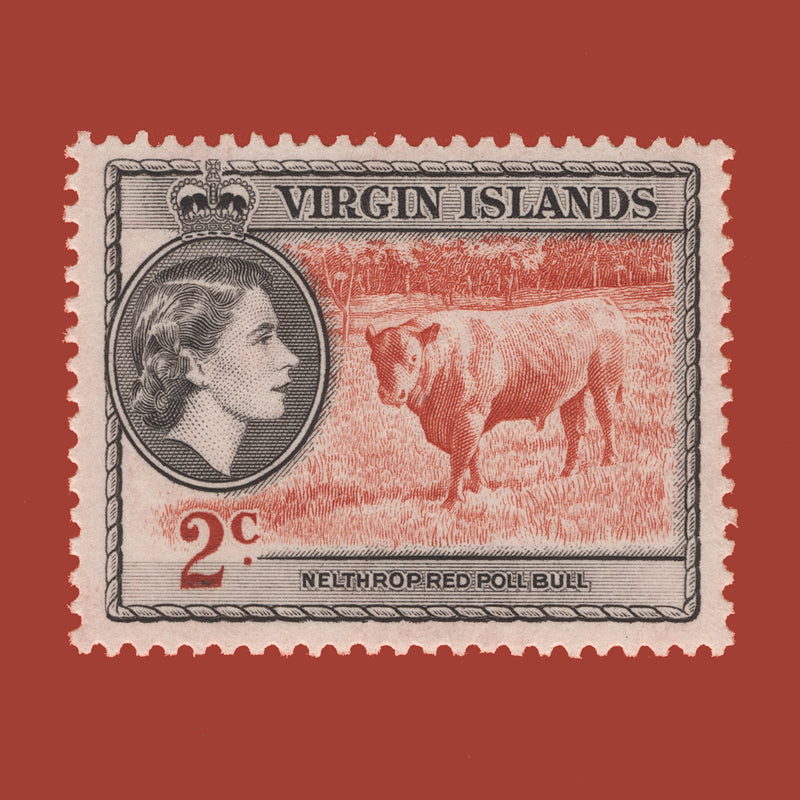 British Virgin Islands 1956 Nelthrop Red Poll Bull stage die proof in black