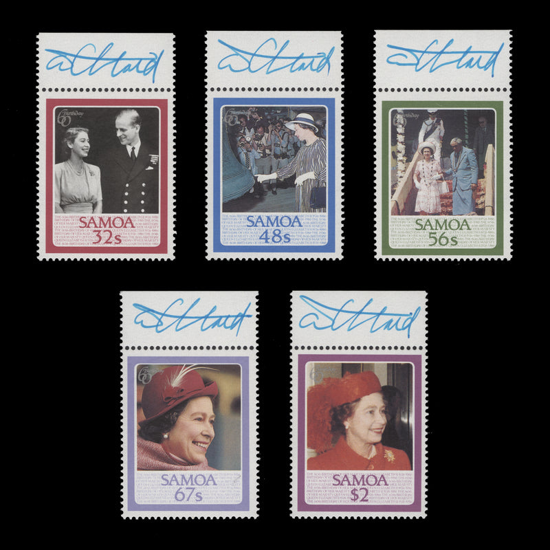 Samoa 1986 Queen Elizabeth II's Birthday singles signed by Tony Theobald