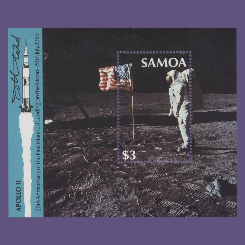 Samoa 1989 Moon Landing Anniversary miniature sheet signed by Tony Theobald