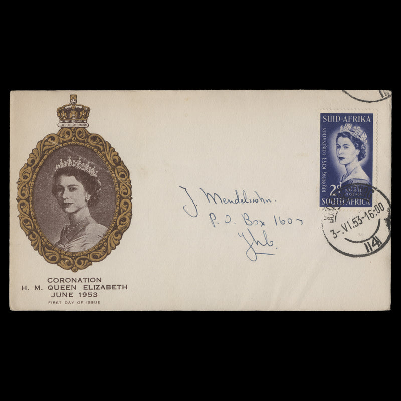 South Africa 1953 (FDC) 2d Coronation, JOHANNESBURG