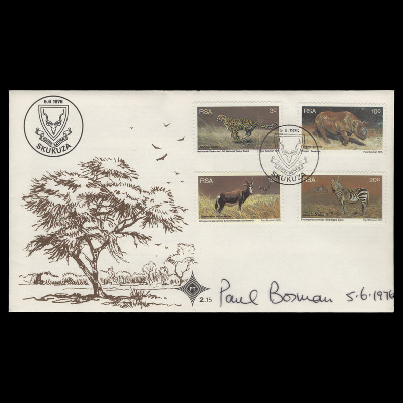 South Africa 1976 World Environmental Day first day cover signed by designer