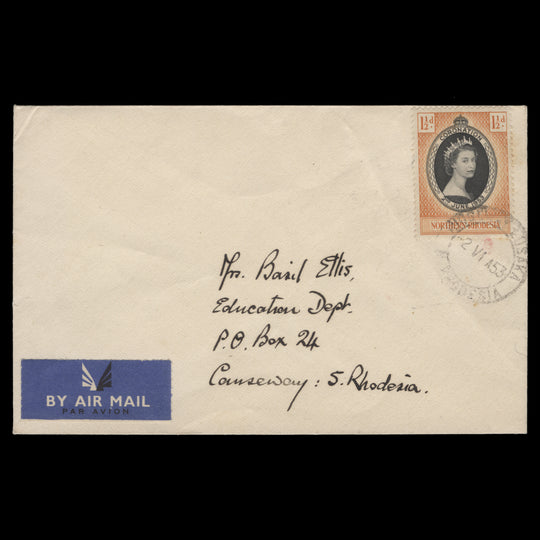 Northern Rhodesia 1953 (FDC) 1½d Coronation, RIDGEWAY