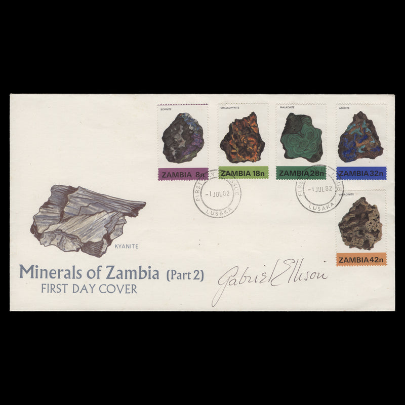 Zambia 1982 Minerals first day cover signed by stamp designer