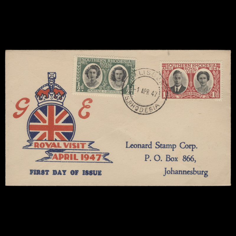 Southern Rhodesia 1947 Royal Visit first day cover, SALISBURY