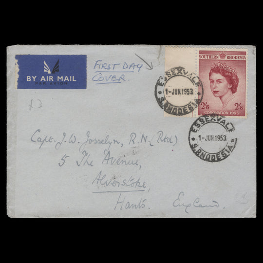 Southern Rhodesia 1953 (FDC) 2s6d Coronation, ESSEXVALE