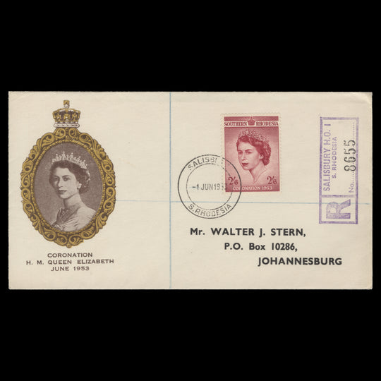 Southern Rhodesia 1953 (FDC) 2s6d Coronation, SALISBURY