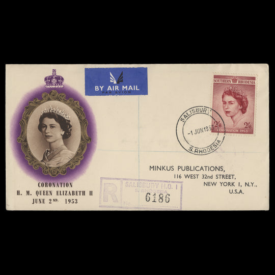 Southern Rhodesia 1953 (FDC) 2s6d Coronation, SALISBURY