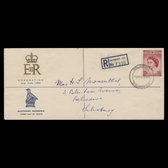 Southern Rhodesia 1953 (FDC) 2s6d Coronation, SALISBURY