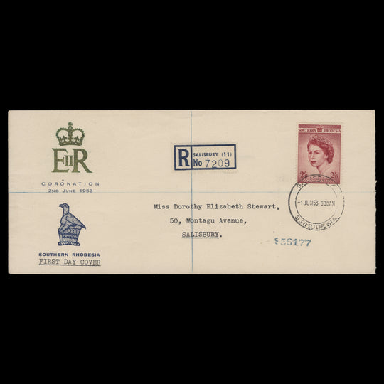 Southern Rhodesia 1953 (FDC) 2s6d Coronation, SALISBURY