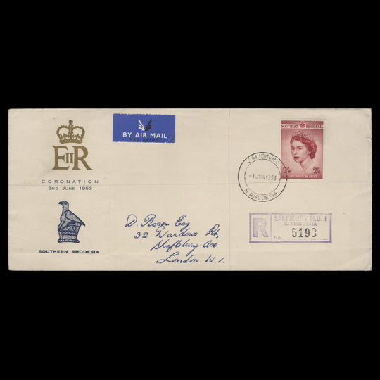 Southern Rhodesia 1953 (FDC) 2s6d Coronation, SALISBURY