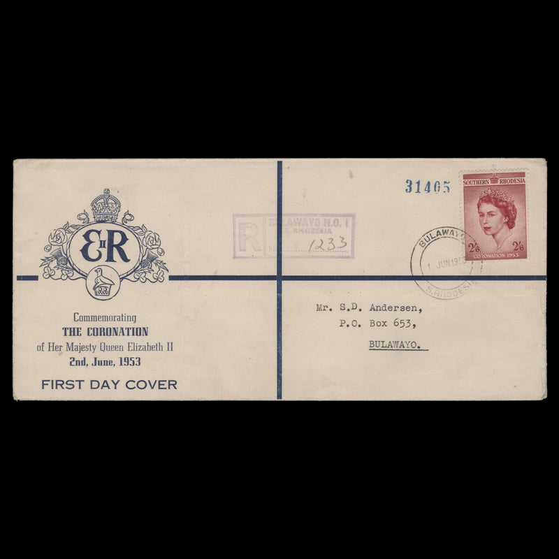 Southern Rhodesia 1953 (FDC) 2s6d Coronation, BULAWAYO