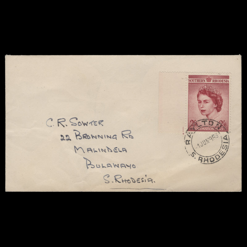 Southern Rhodesia 1953 (FDC) 2s6d Coronation, RAYLTON