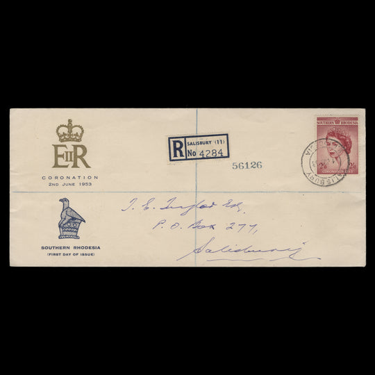 Southern Rhodesia 1953 (FDC) 2s6d Coronation, SALISBURY