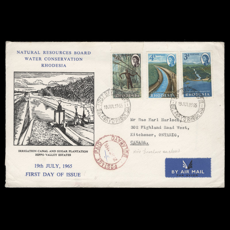 Rhodesia 1965 Water Conservation first day cover, BULAWAYO