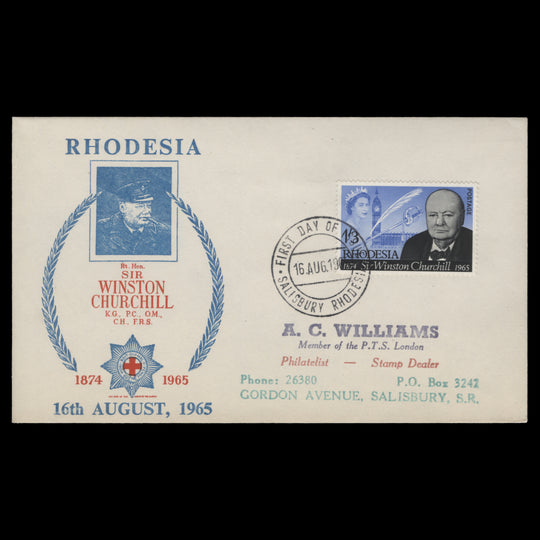 Rhodesia 1965 Churchill Commemoration first day cover, SALISBURY