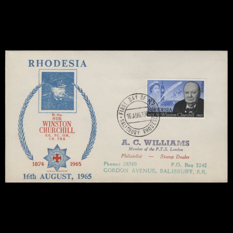 Rhodesia 1965 Churchill Commemoration first day cover, SALISBURY
