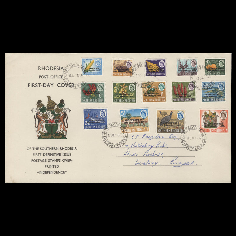 Rhodesia 1966 Independence Provisionals first day cover, SALISBURY