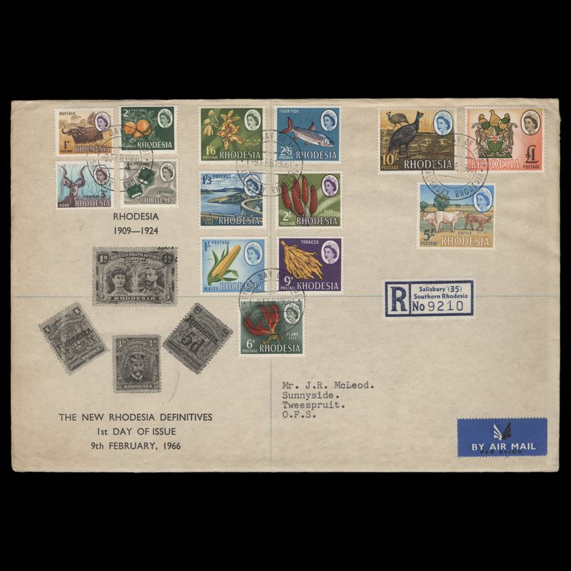Rhodesia 1966 Definitives first day cover, SALISBURY