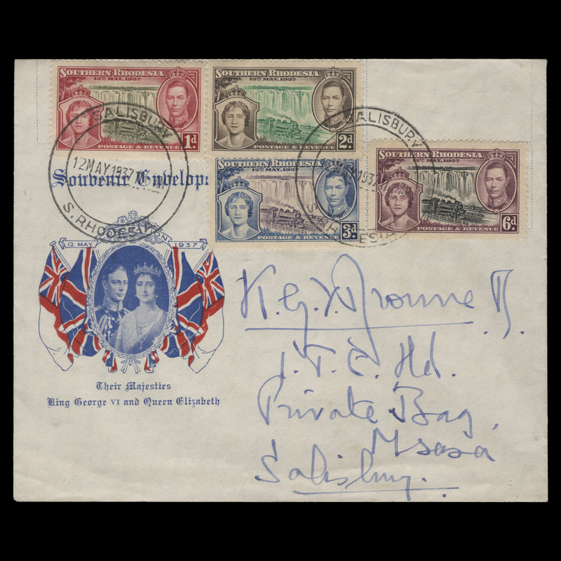 Southern Rhodesia 1937 Coronation first day cover, SALISBURY