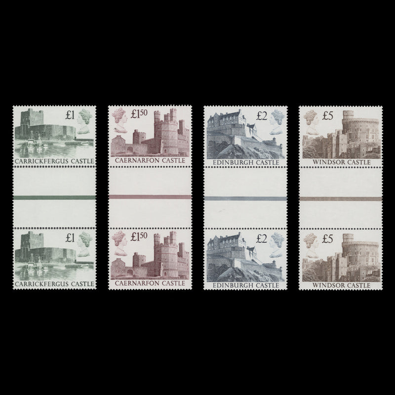 Great Britain 1988 (MNH) Castle Definitives vertical gutter pairs