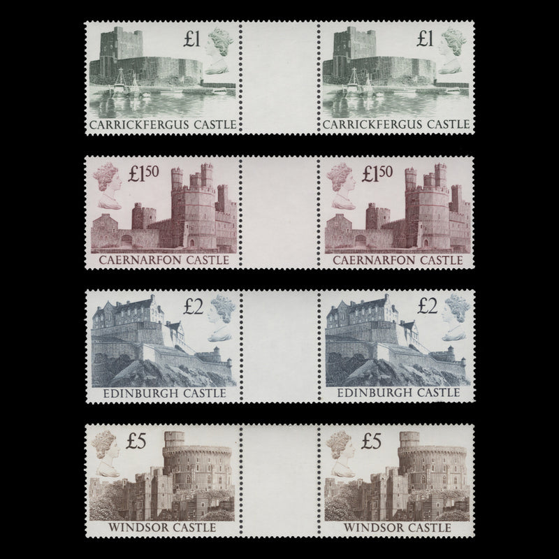 Great Britain 1988 (MNH) Castle Definitives horizontal gutter pairs