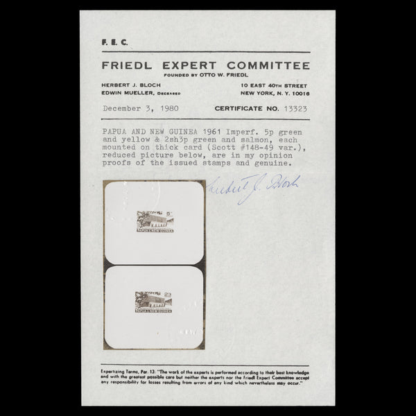 Papua New Guinea 1961 Reconstitution of Legislative Council imperf proofs