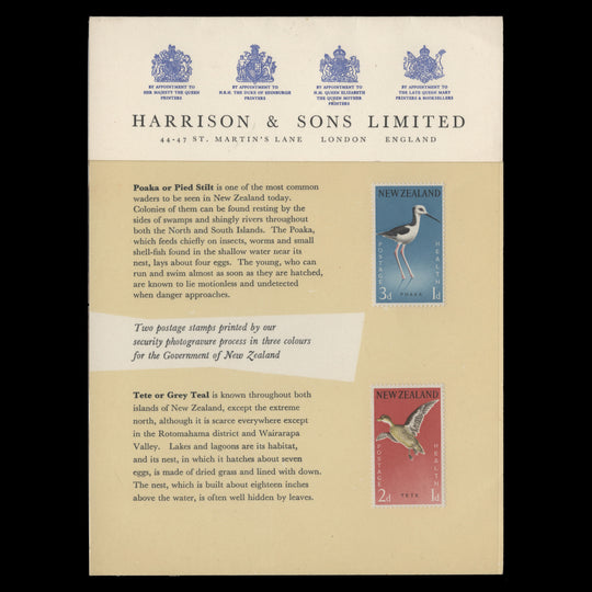New Zealand 1959 Birds presentation folder