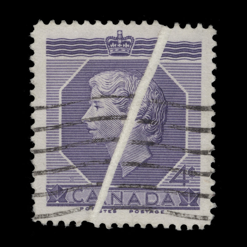 Canada 1953 (Variety) 4c Coronation with pre-printing paper crease